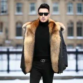 Men's Long Faux Fur Winter Coat