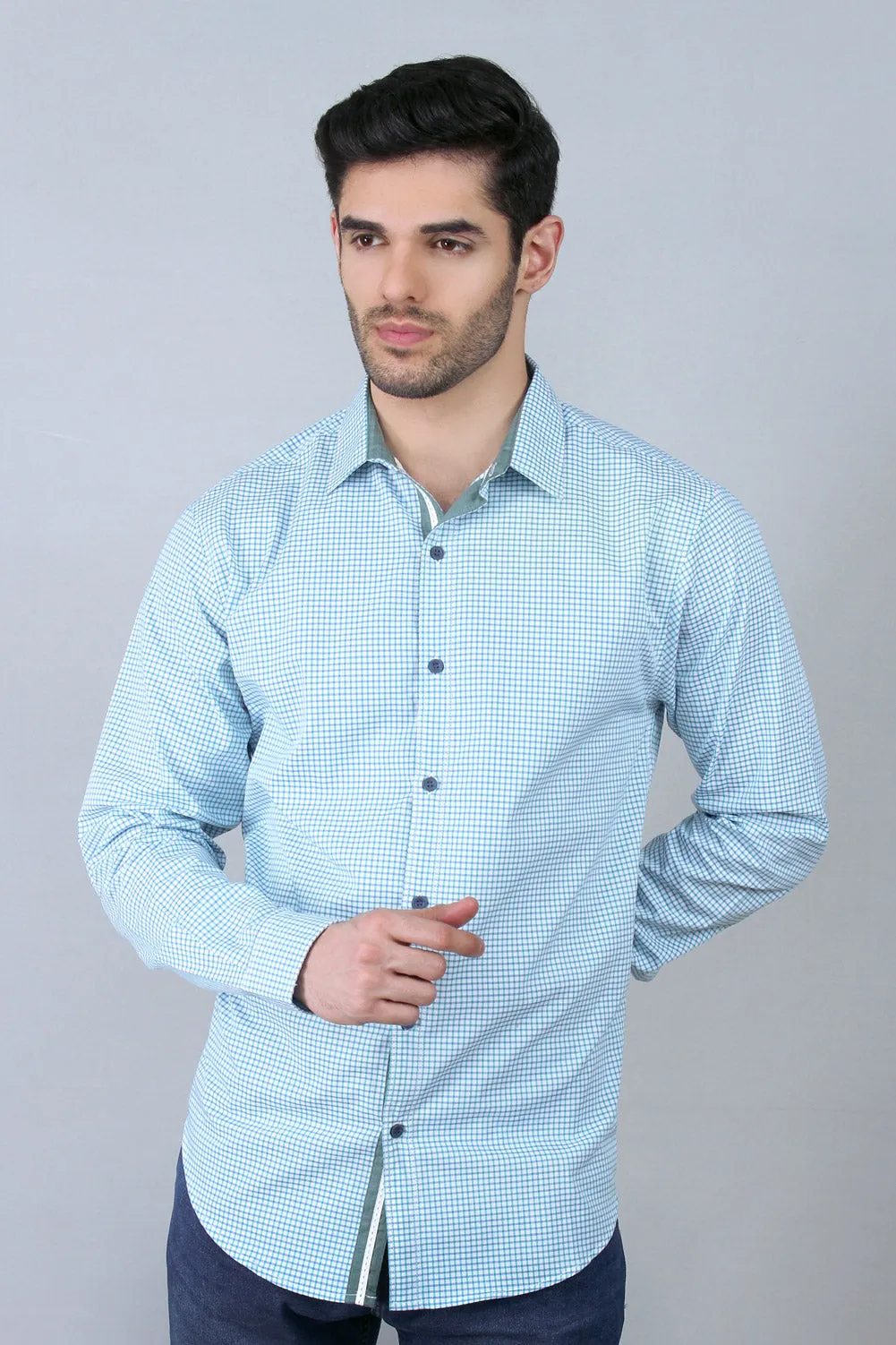 Men's "MIA"Regular Fit Pinpoint Stripe Casual Shirt