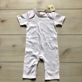 NEW Apples & Oranges White Pink Trim Cotton Romper