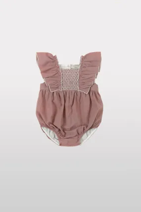 NUECES PLUM MORAIRA SMOCKED ROMPER