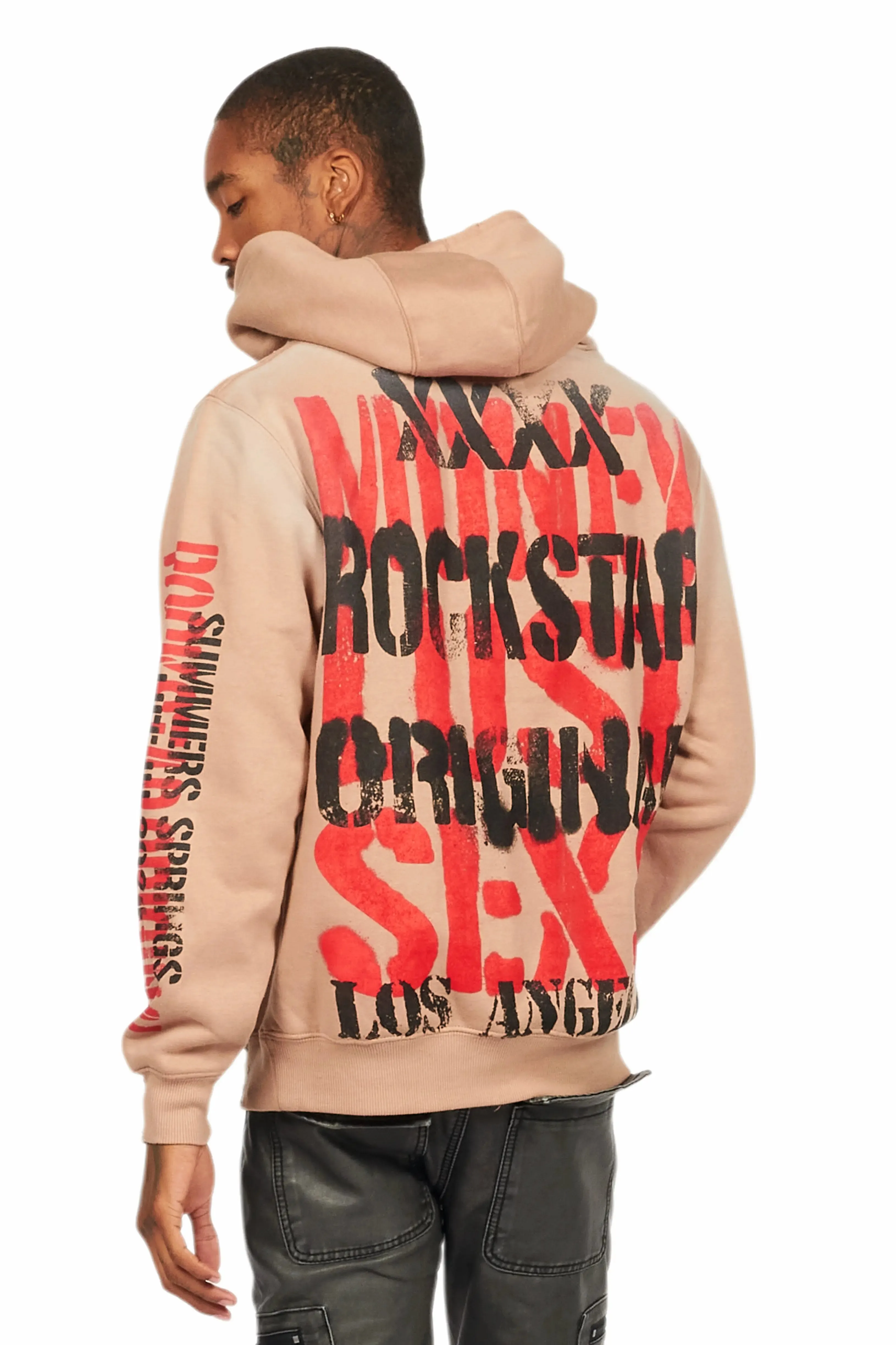 Omer Khaki Distressed Graphic Hoodie