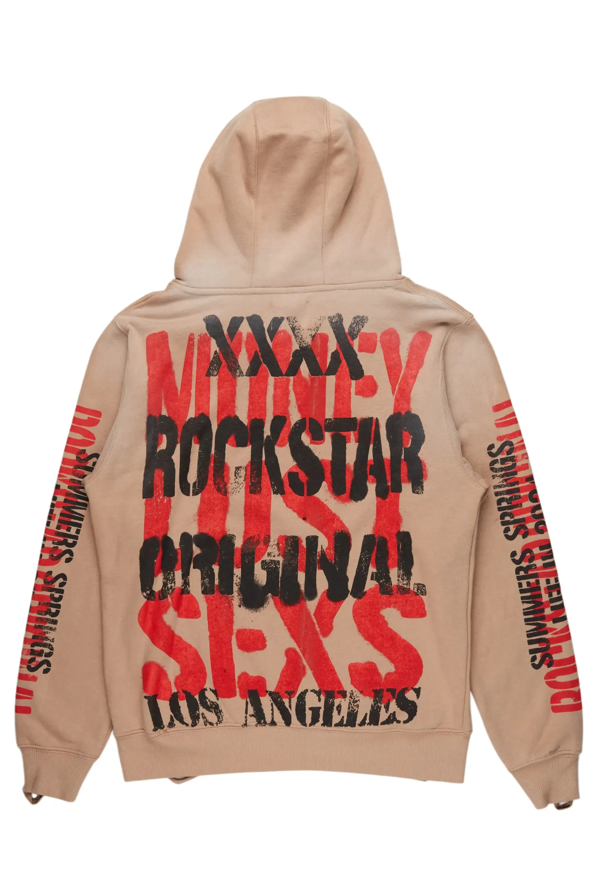 Omer Khaki Distressed Graphic Hoodie