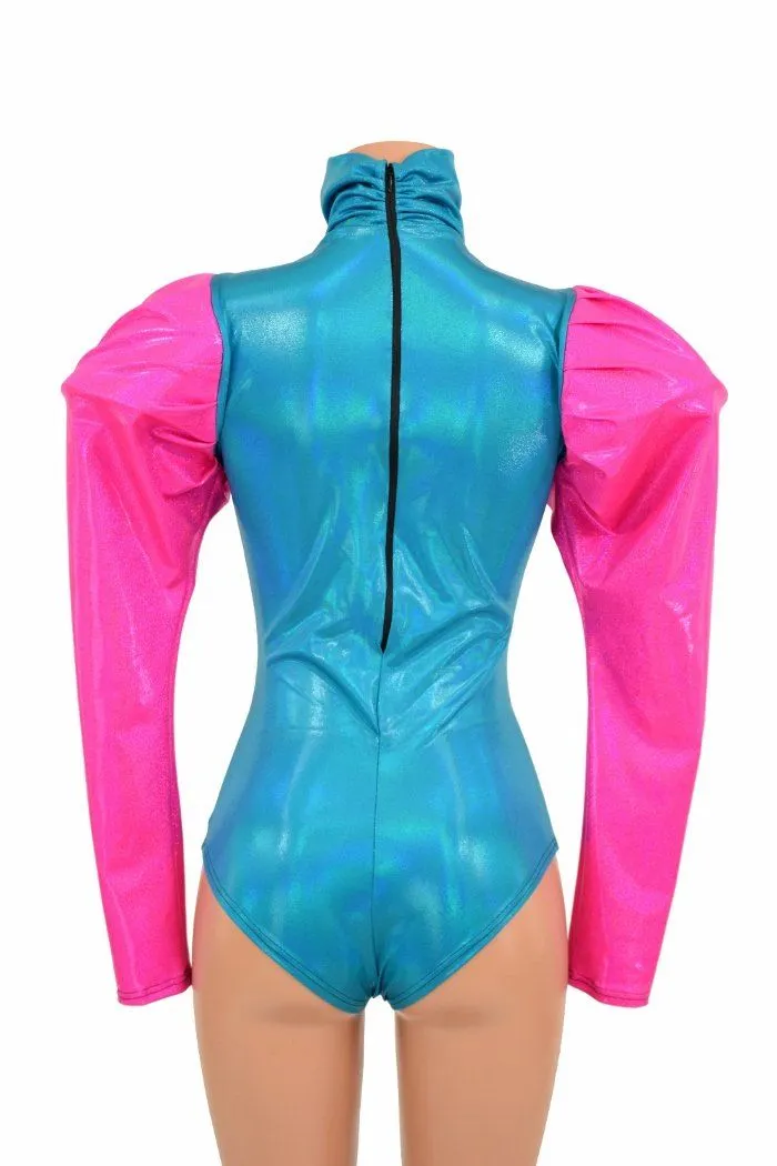 Puffed Sleeve "Victoria" Peacock Romper