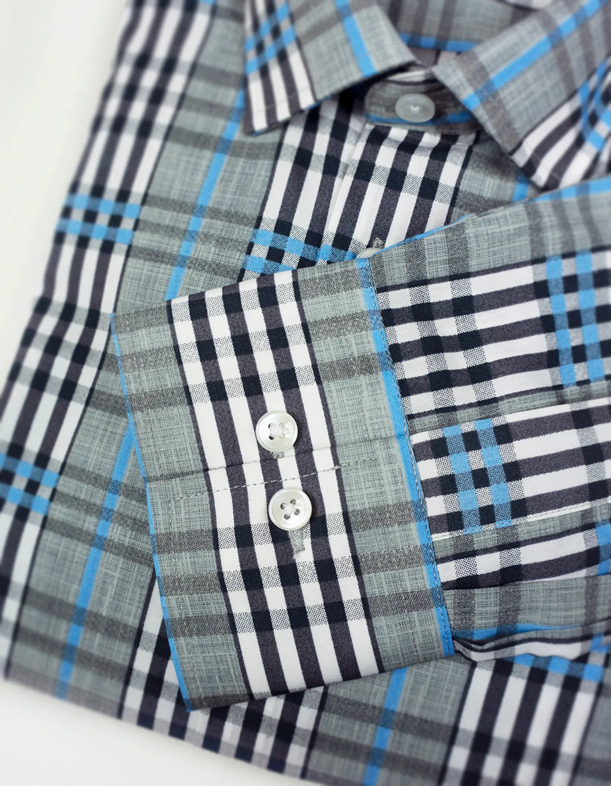 "Linwood" - Blue & Gray Plaid: NO SWEAT