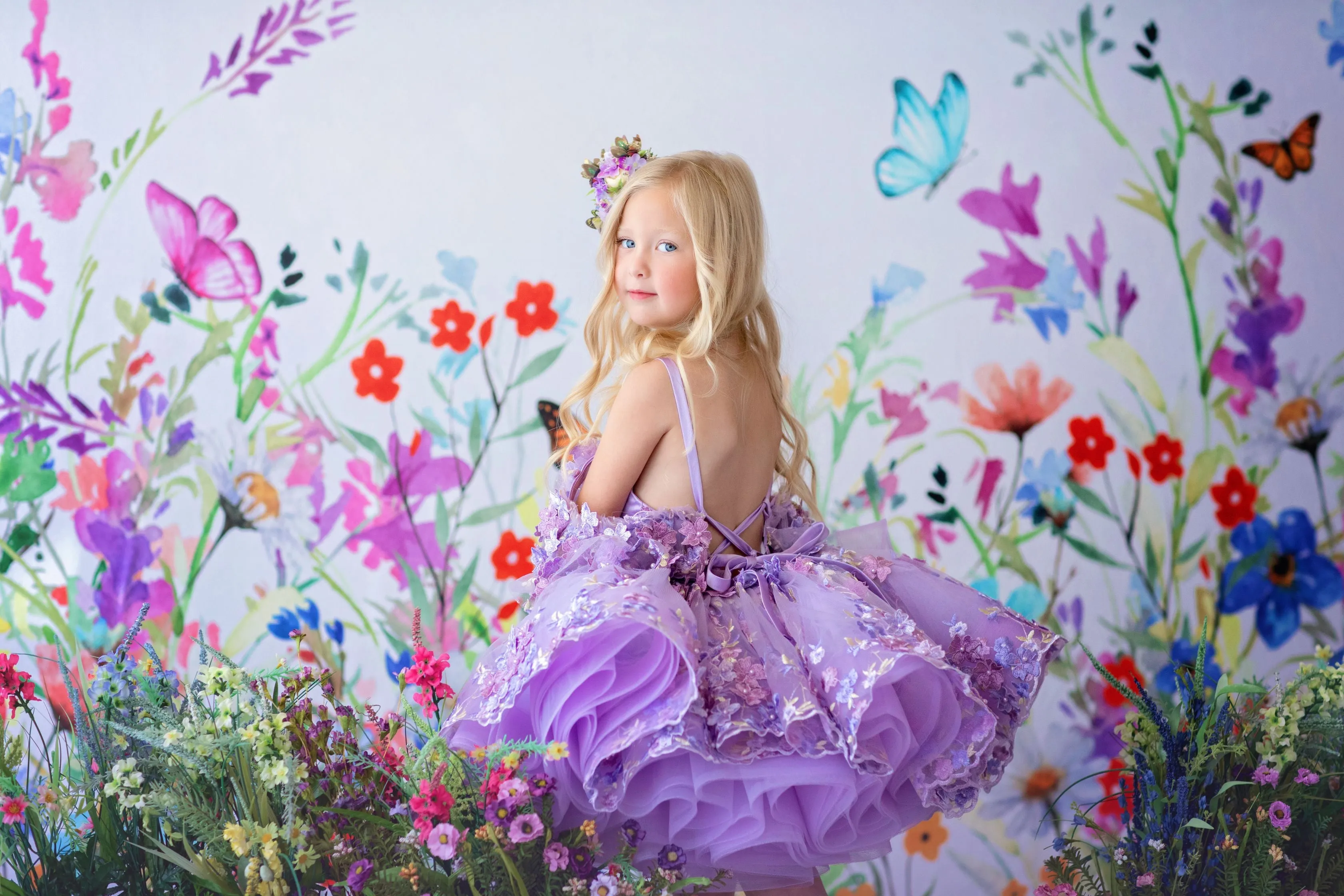 RETIRED RENTAL EUC "Lavender Dreams"  Petal Length Dress ( 4 Year - Petite 5 Year)