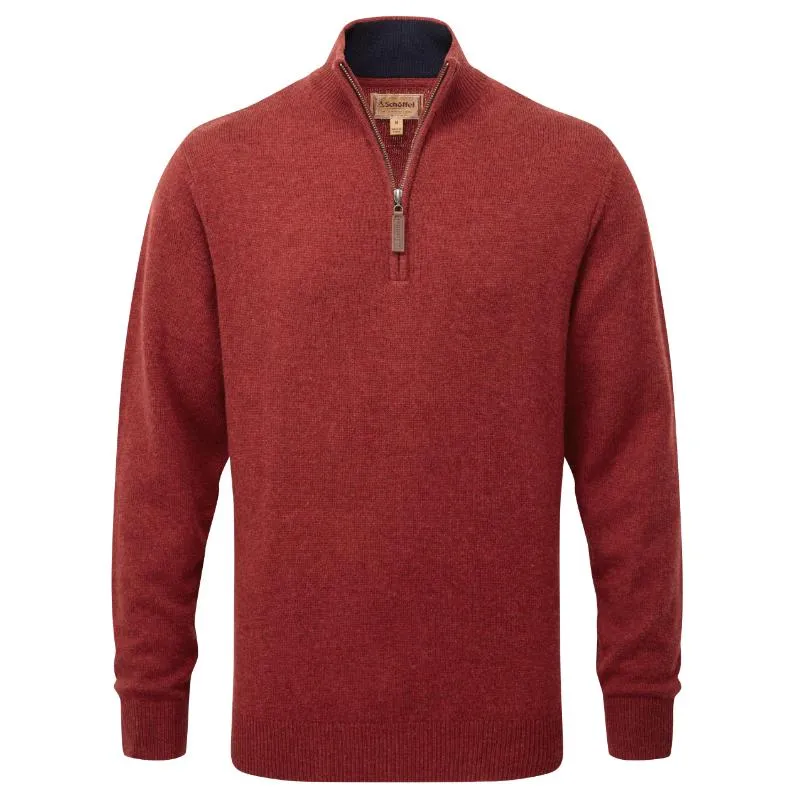 Schoffel Lewis Lambswool 1/4 Zip Mens Jumper - Deep Red