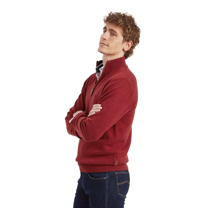 Schoffel Lewis Lambswool 1/4 Zip Mens Jumper - Deep Red