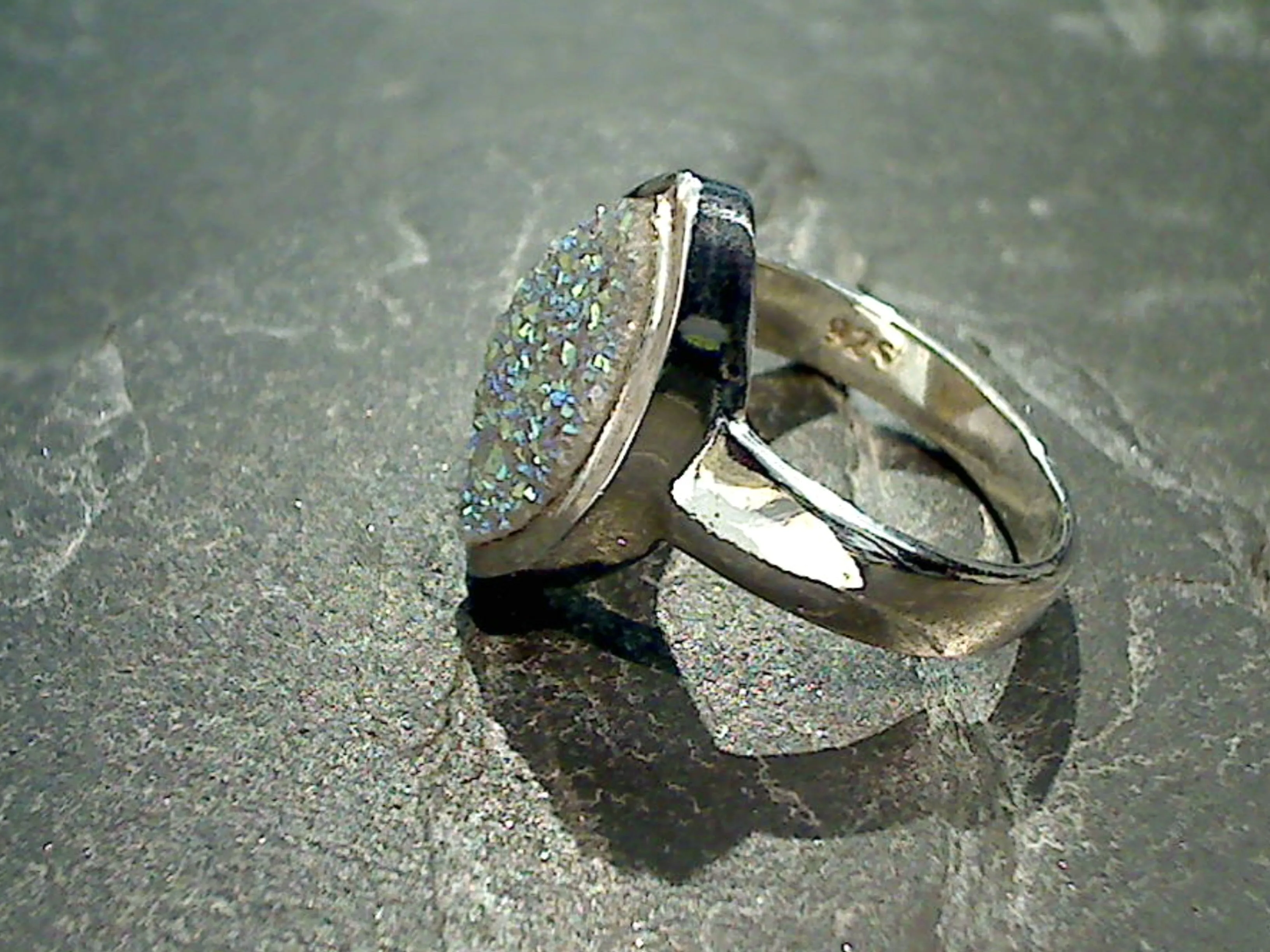 Size 8.5 Druzy Quartz, Sterling Silver Ring