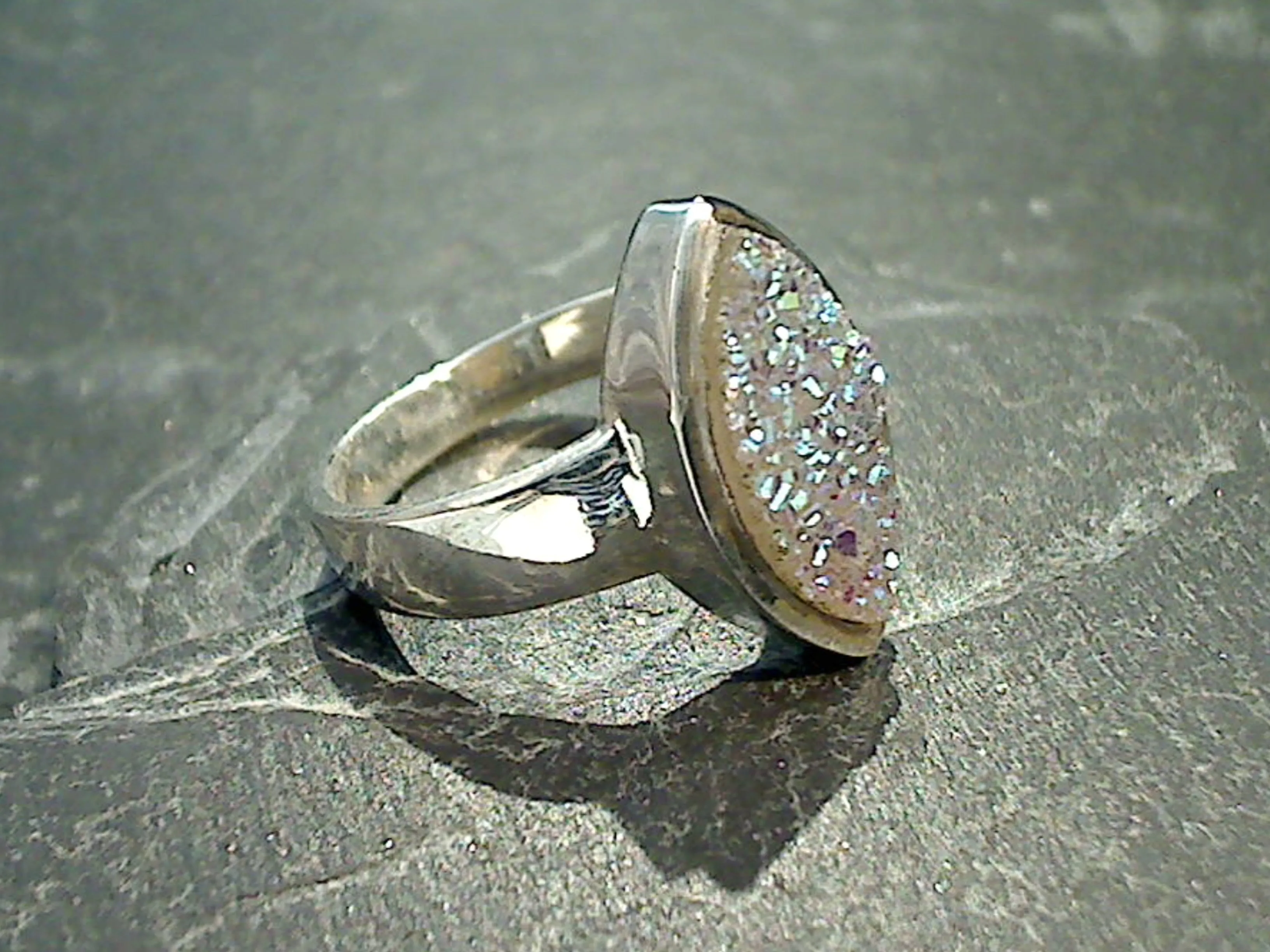 Size 8.5 Druzy Quartz, Sterling Silver Ring