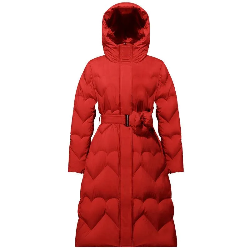 Slim Long Goose Down Coat With Purse