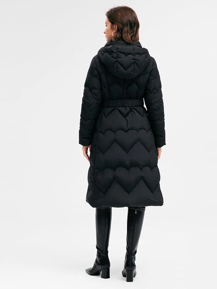 Slim Long Goose Down Coat With Purse
