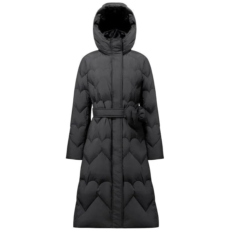 Slim Long Goose Down Coat With Purse