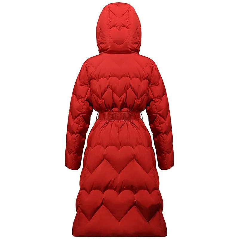 Slim Long Goose Down Coat With Purse