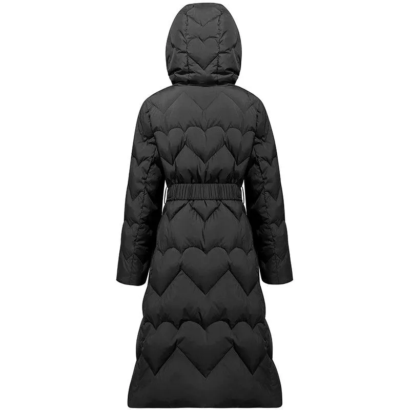 Slim Long Goose Down Coat With Purse