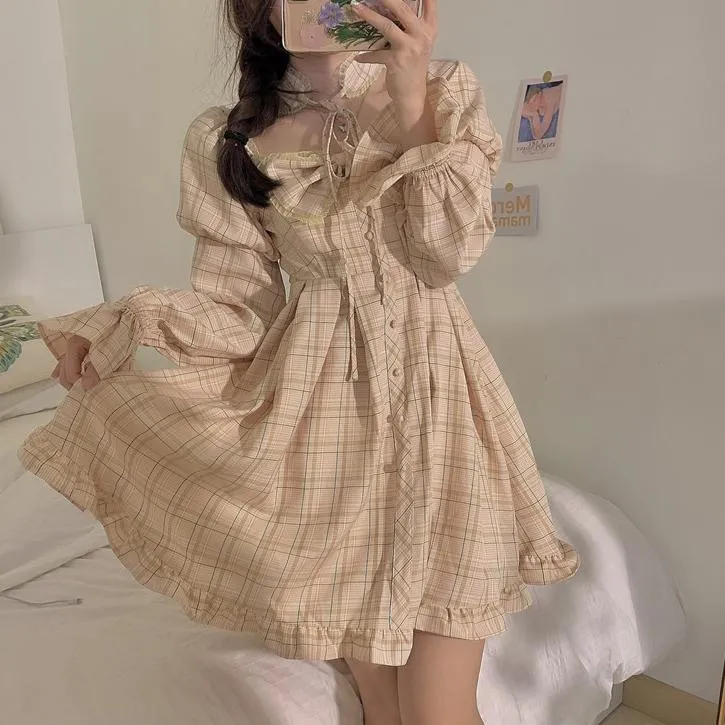 Sweet Plaid Bow Dress SD01035