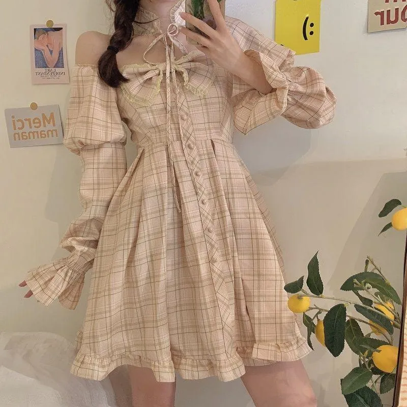 Sweet Plaid Bow Dress SD01035