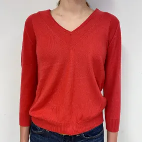 Vermillion Orange Cashmere V-Neck Jumper