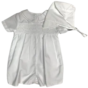 White Smocked Shortall Romper