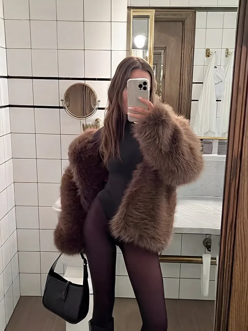 Women's Mid-Length Faux Fur Coat