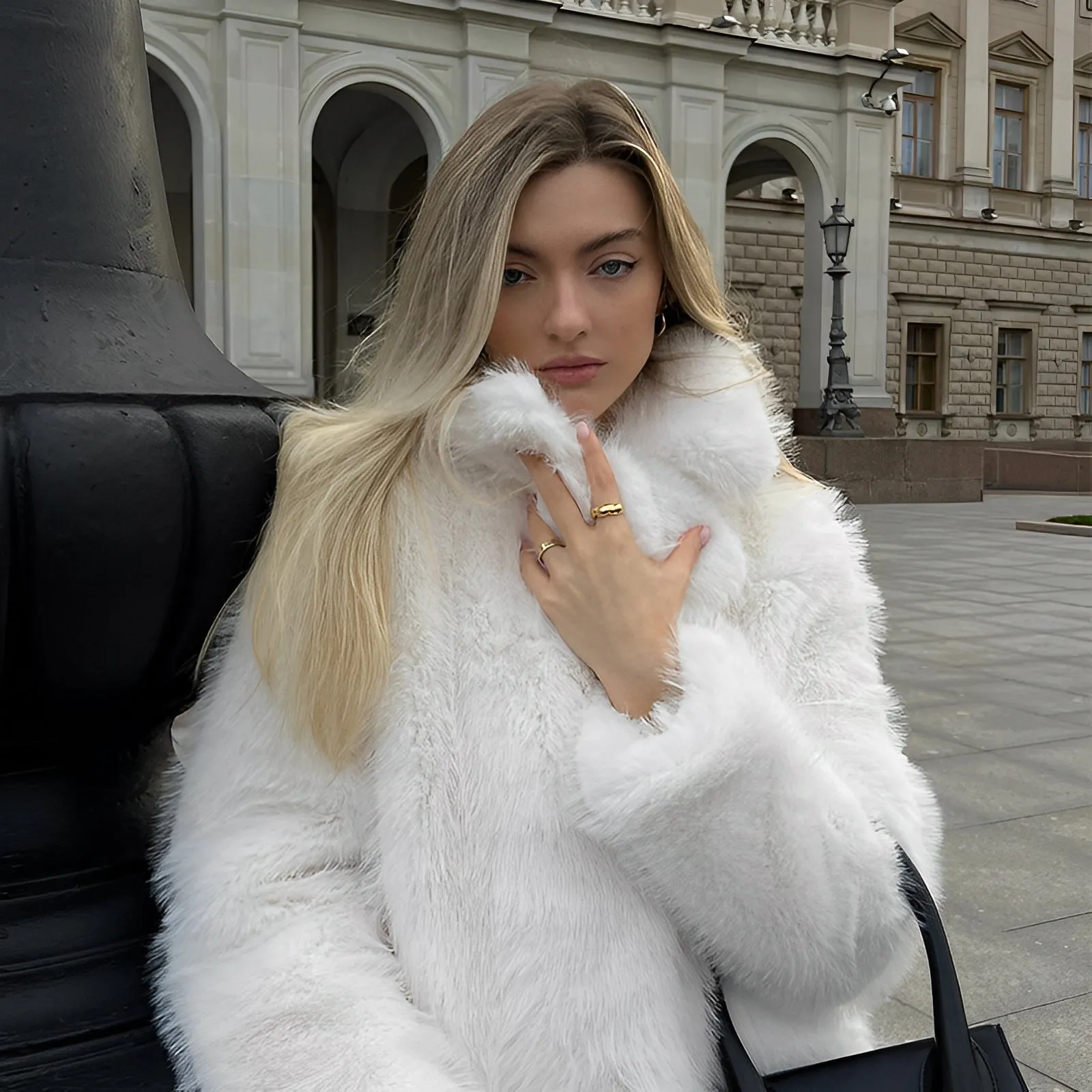 Women's Mid-Length Faux Fur Coat