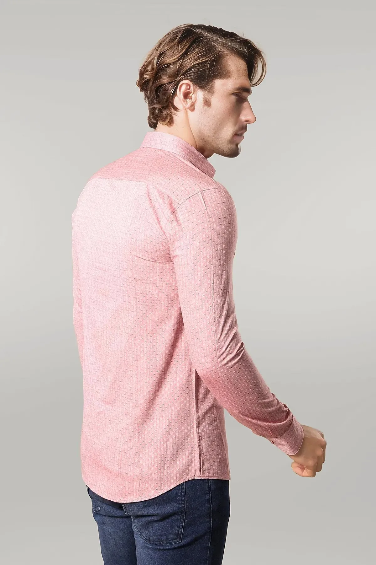 WSS Pink Cotton Shirt for Men  - Singen