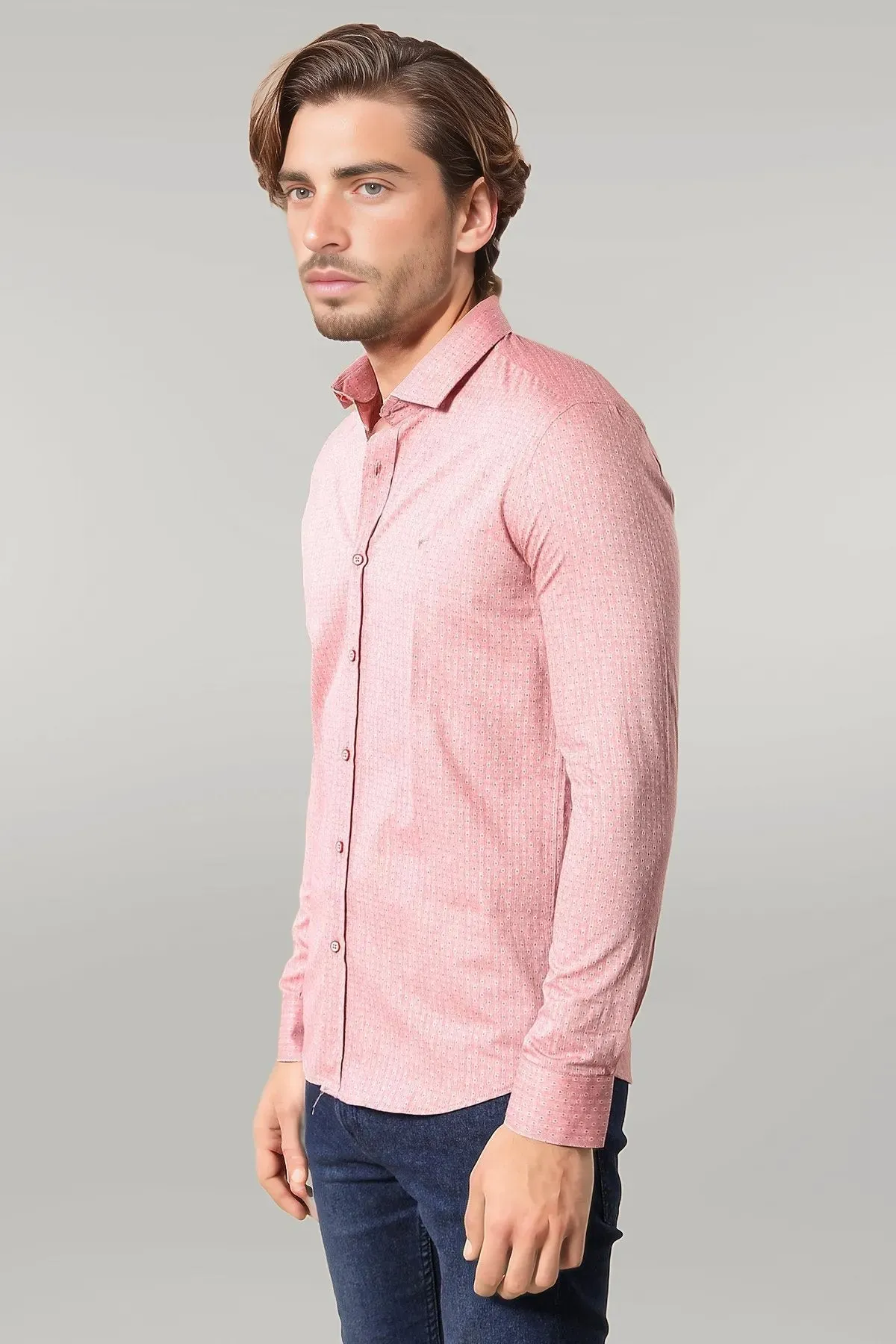 WSS Pink Cotton Shirt for Men  - Singen