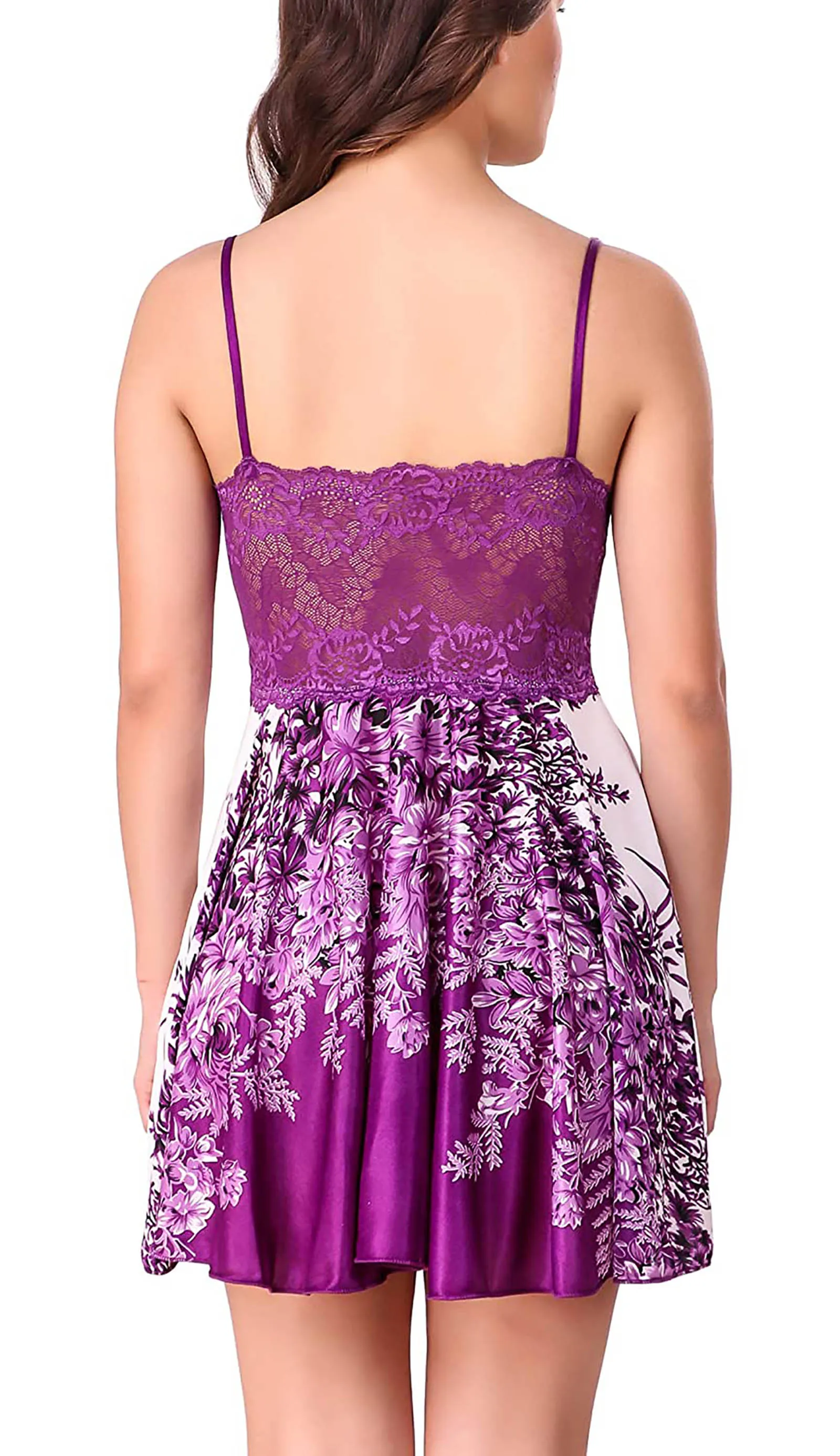 Xs and Os Women Floral Satin Babydoll Nightwear with Lacework (Bra Panty Set Included)