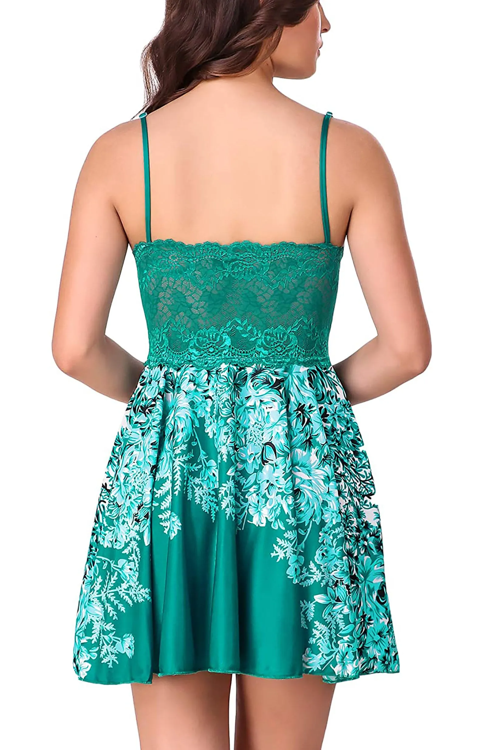 Xs and Os Women Floral Satin Babydoll Nightwear with Lacework (Bra Panty Set Included)