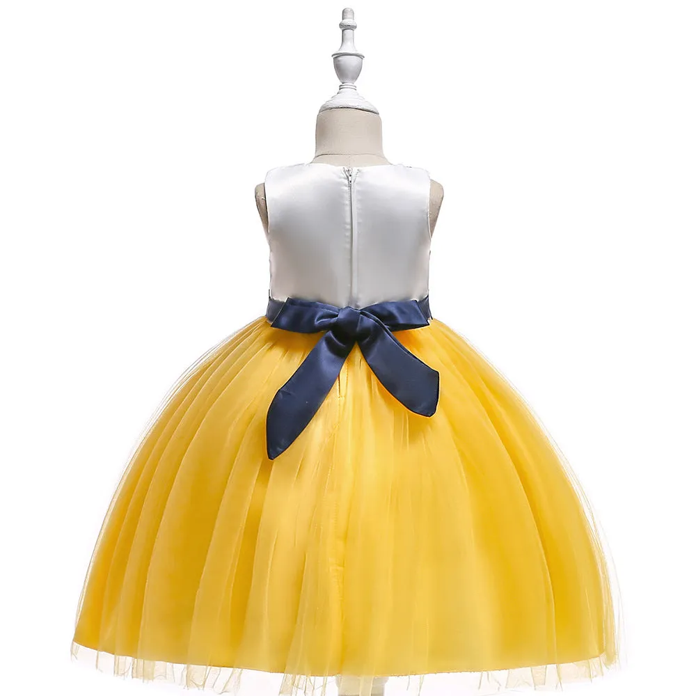 Yellow & Black Mesh Dress, Size 3-10 Yrs